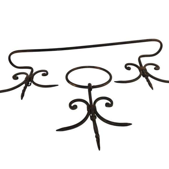 Rustic Metal Towel Bar & Towel Ring Set With Scroll Design For Country Western H - Picture 3 of 10